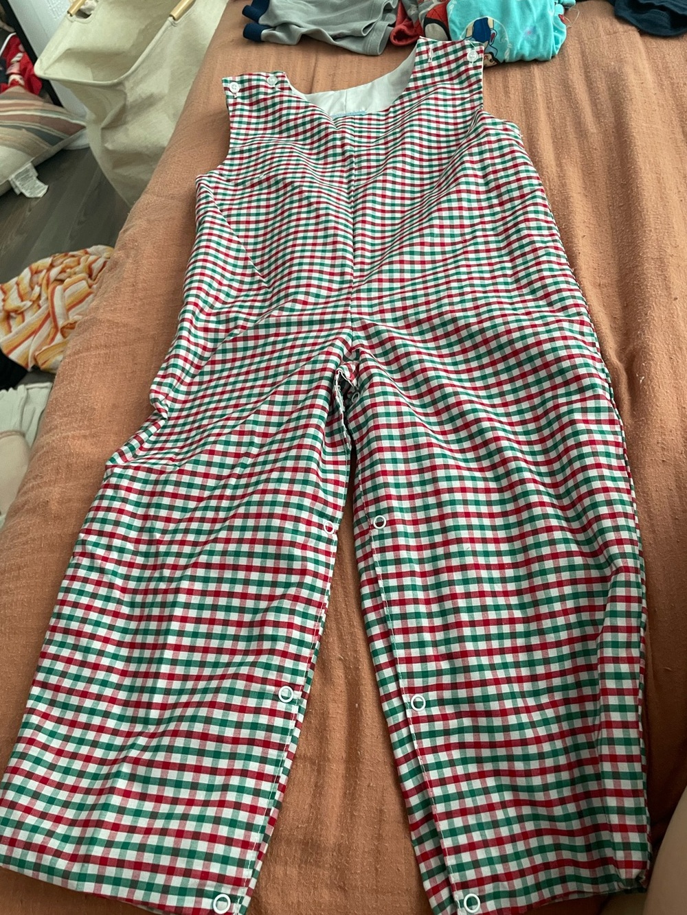 Plaid Red and Green Toddler Longall